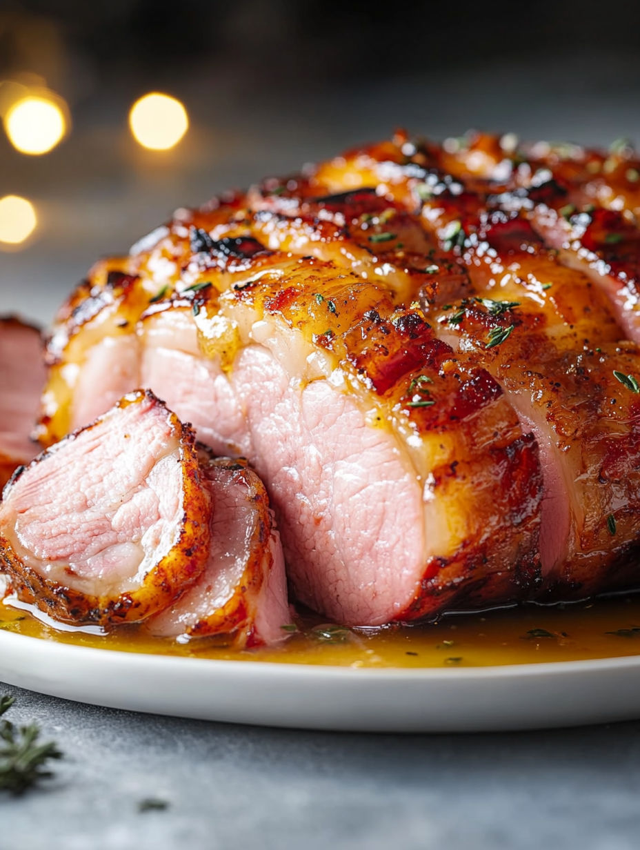 A roast with a glaze on it.