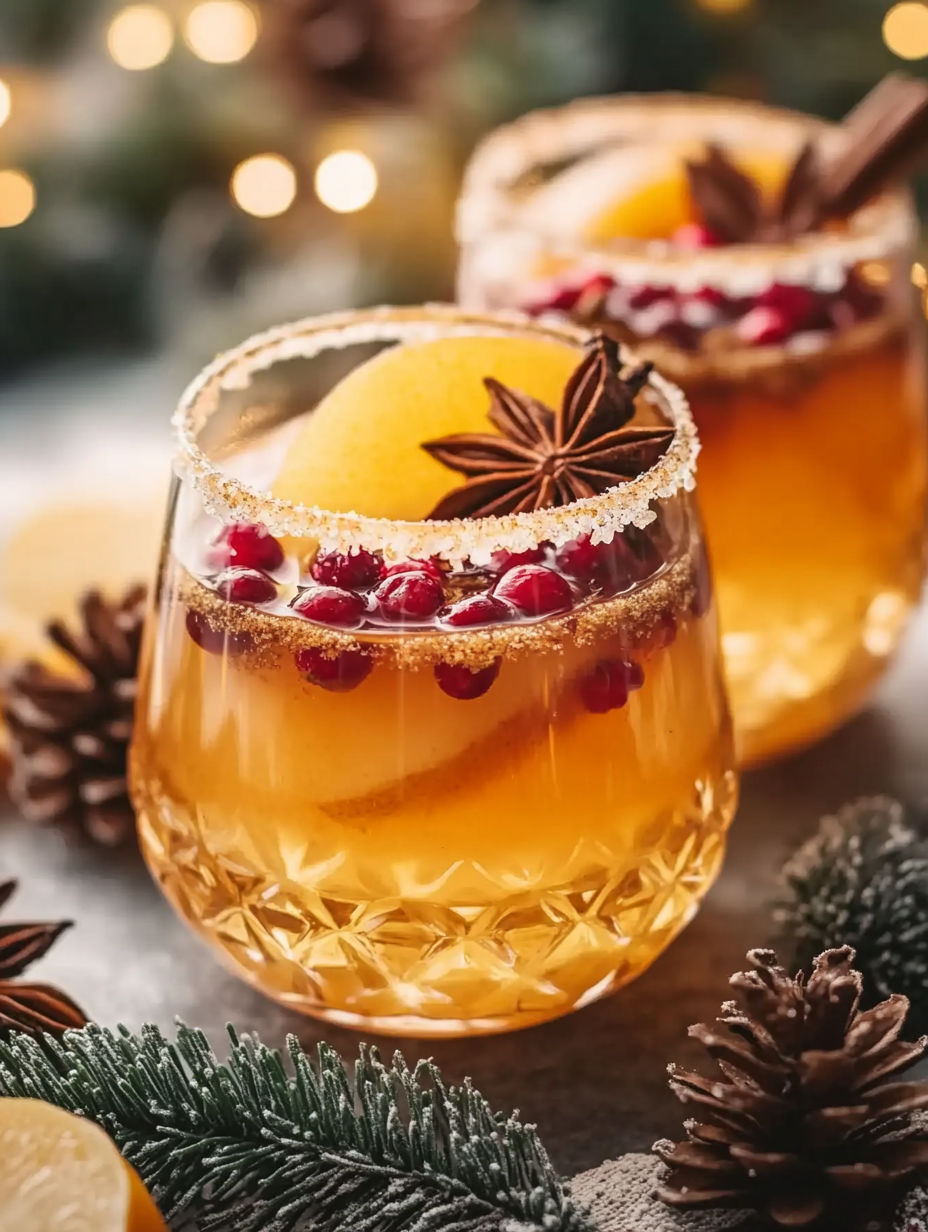 A glass of cocktail with a slice of orange and a sprig of rosemary.
