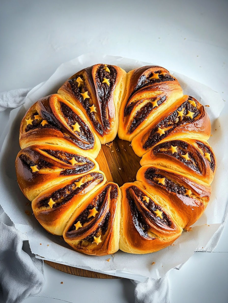 A round bread with stars on it.