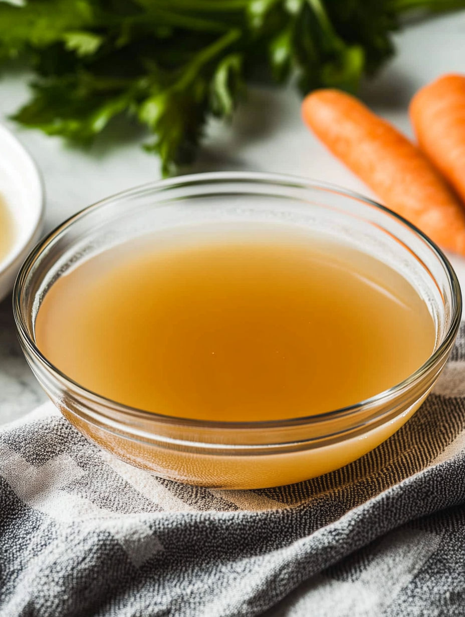 A bowl of soup with carrots and other vegetables.