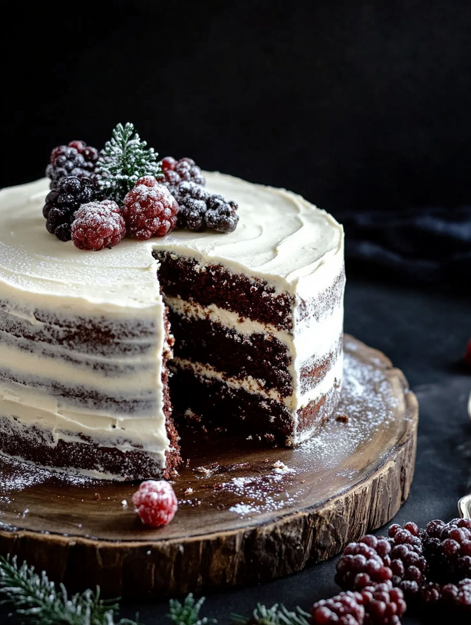 A slice of chocolate cake with raspberries on top.