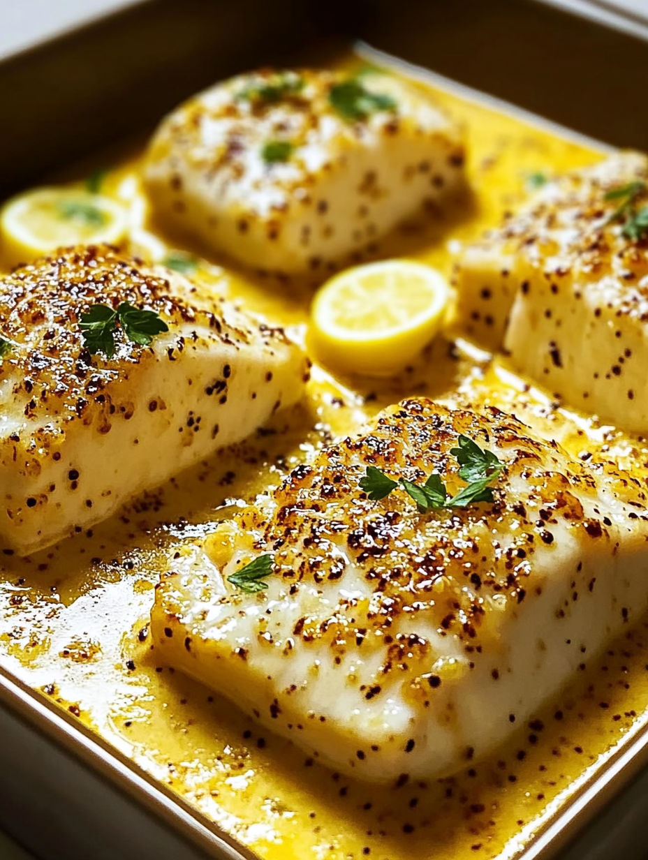 Fish with lemon and sauce.