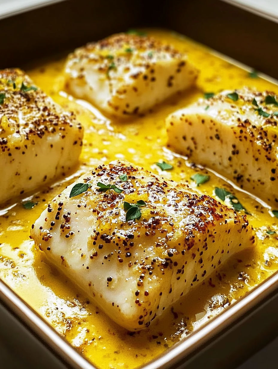 A pan of fish with a sauce.