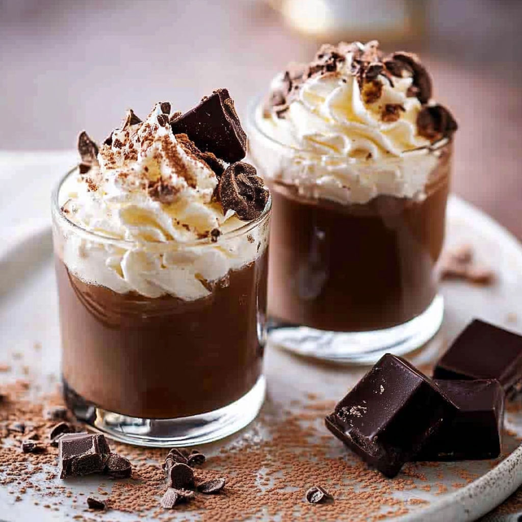 Two glasses of chocolate liégeois.