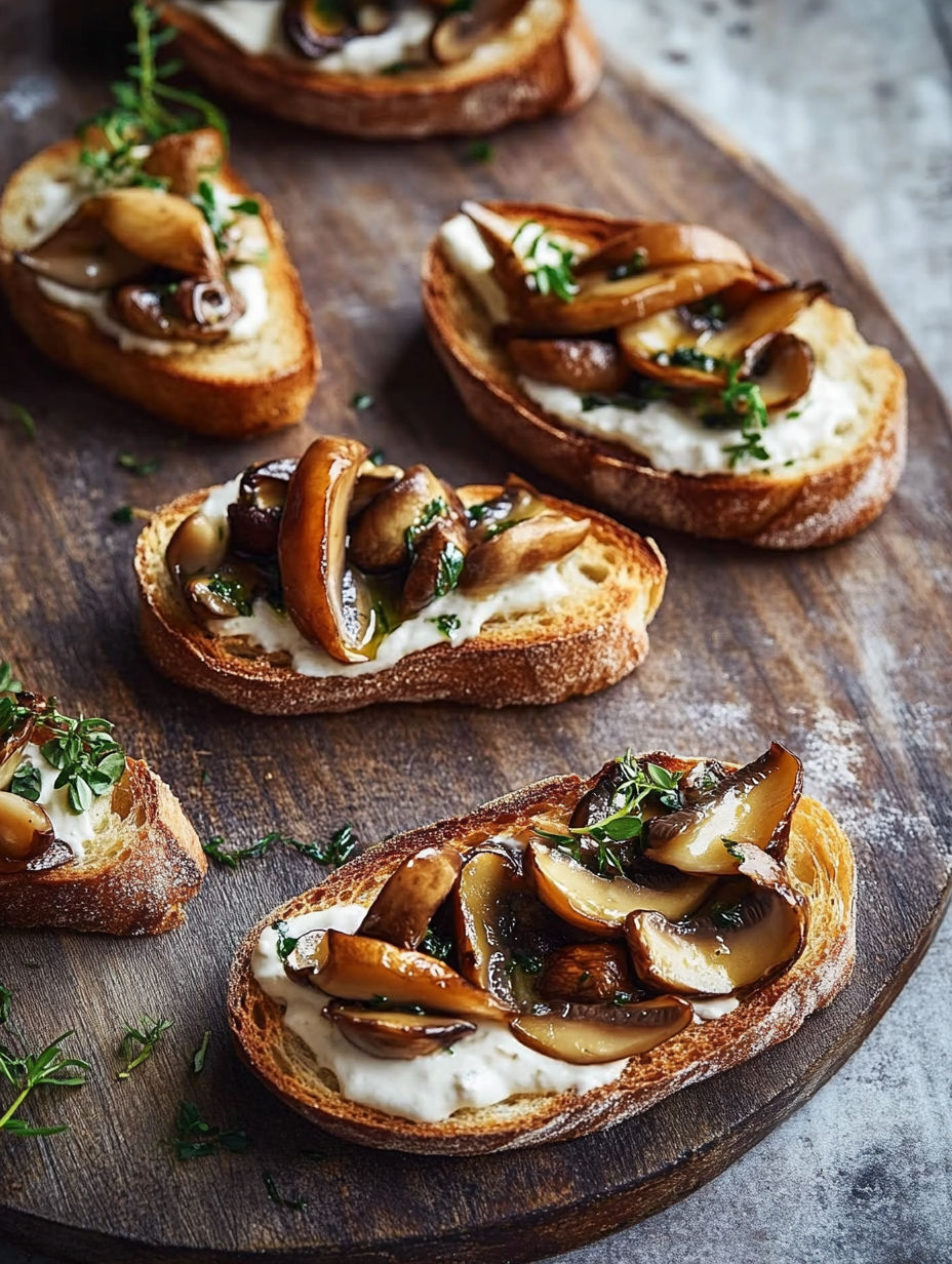 A slice of bread with mushrooms on top.