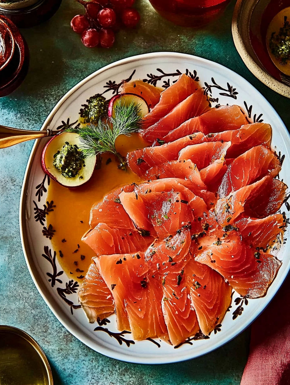 A plate of food with fish on it.