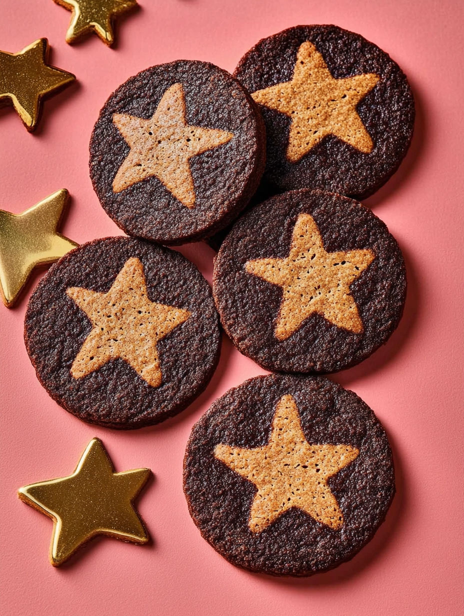 A close up of a chocolate chip cookie with a star shape.