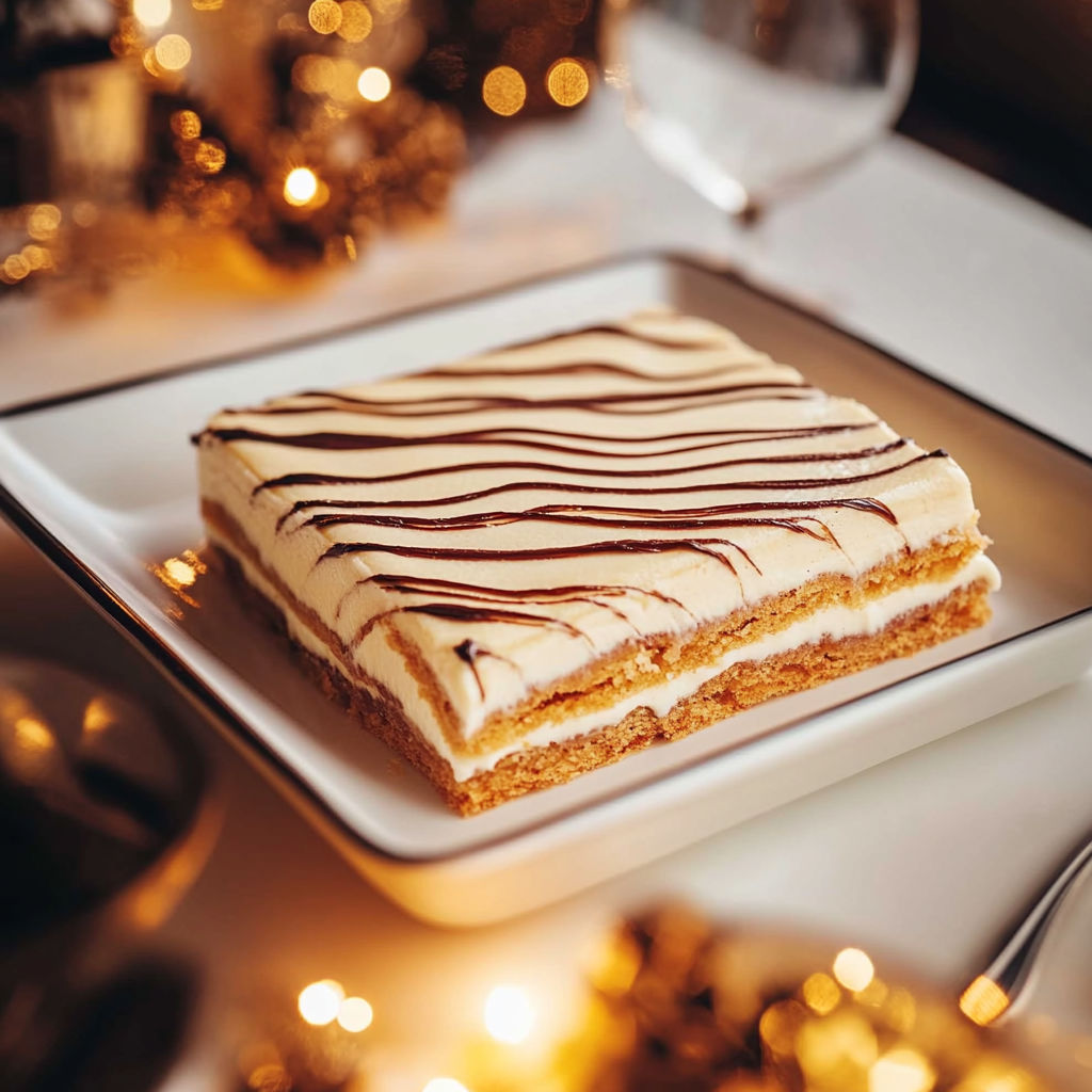 A slice of Millefeuille facile on a plate.