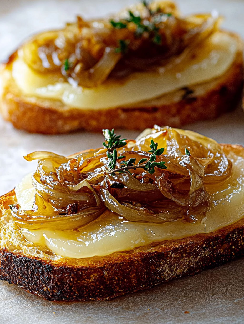 A slice of bread with onions on top.