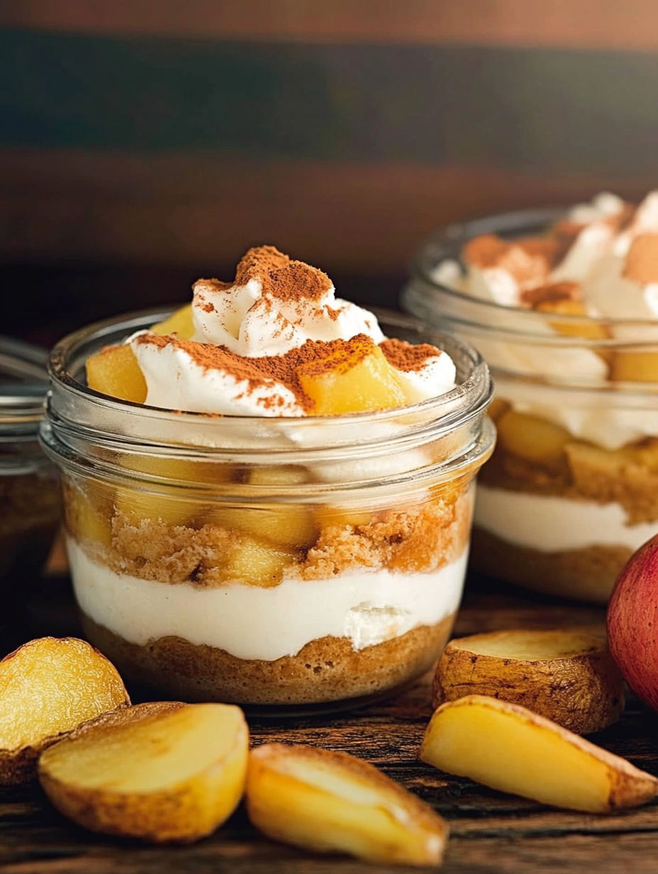 A close up of a dessert in a glass jar.
