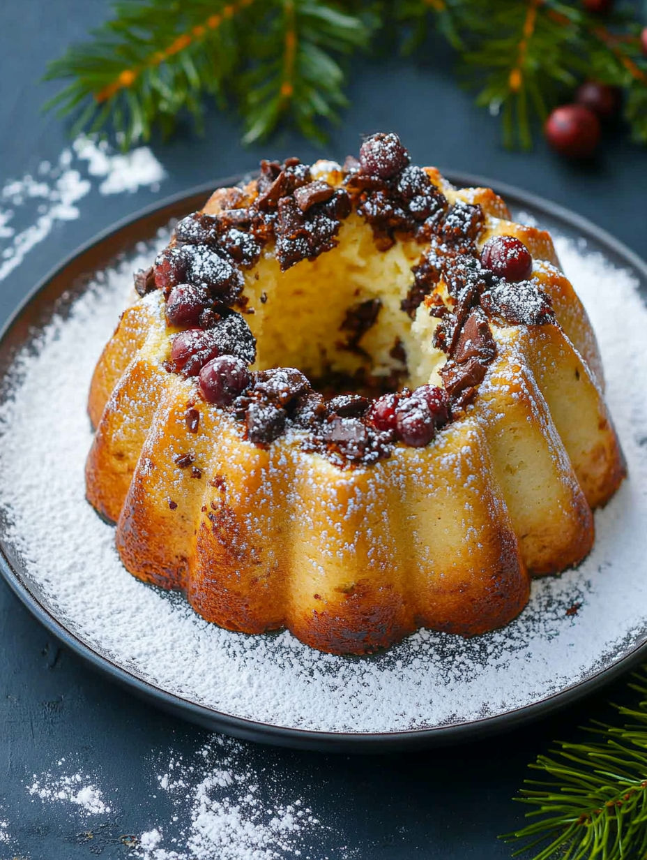 A cake with chocolate and berries on top.