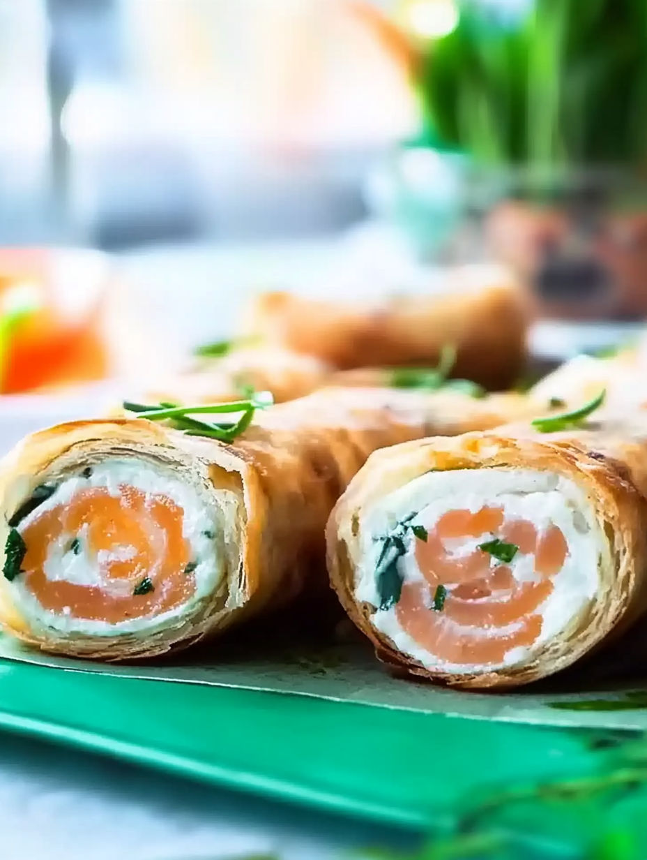 A plate of food with a pastry and fish.