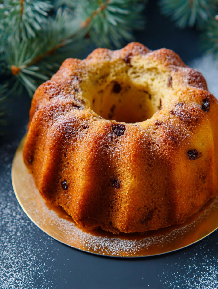 A cake with a hole in the center.