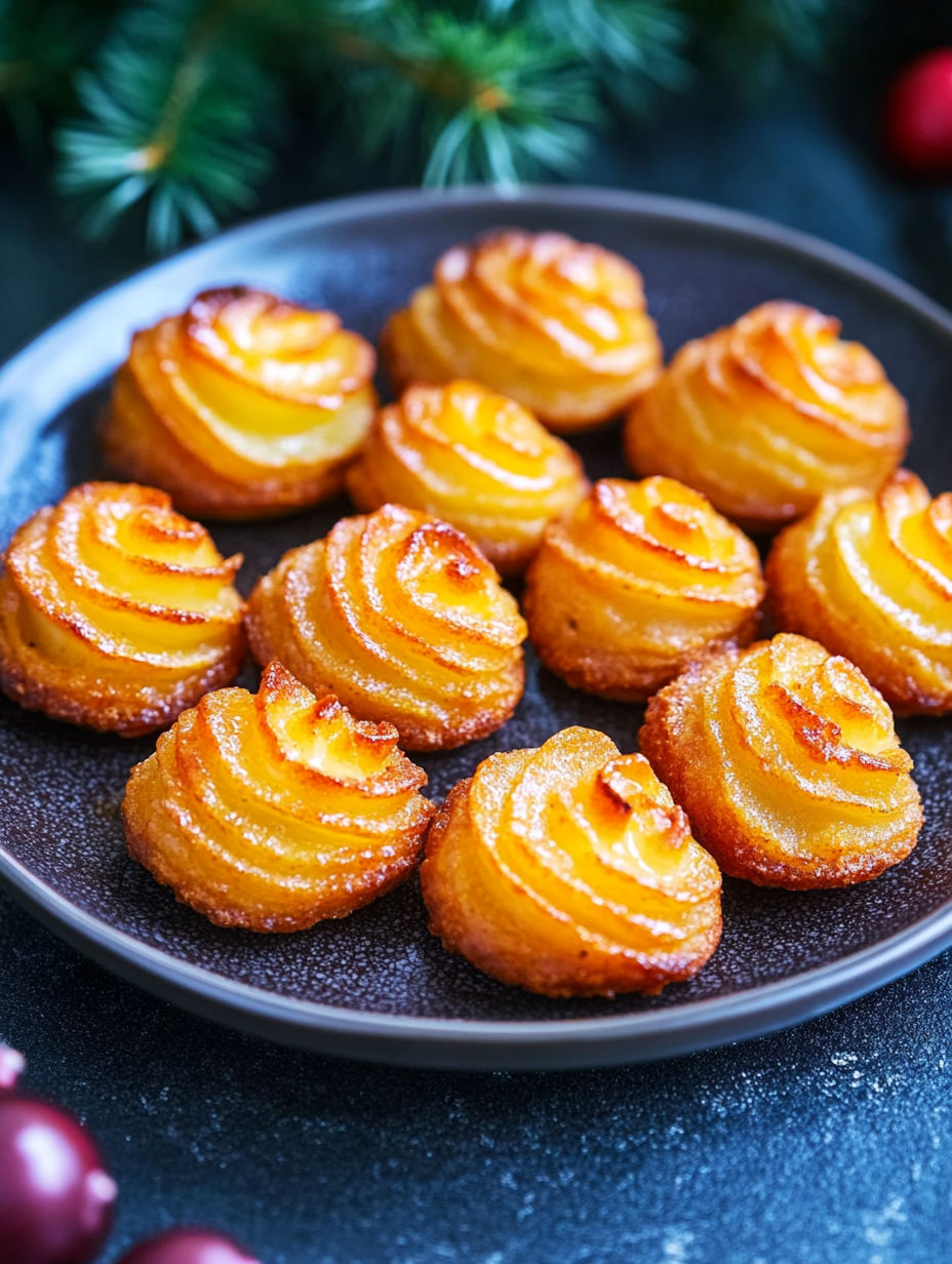 A plate of pastries with a yellow filling.
