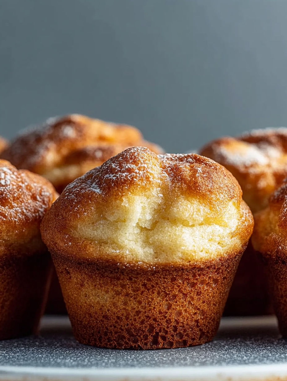 A plate of muffins with sugar on top.