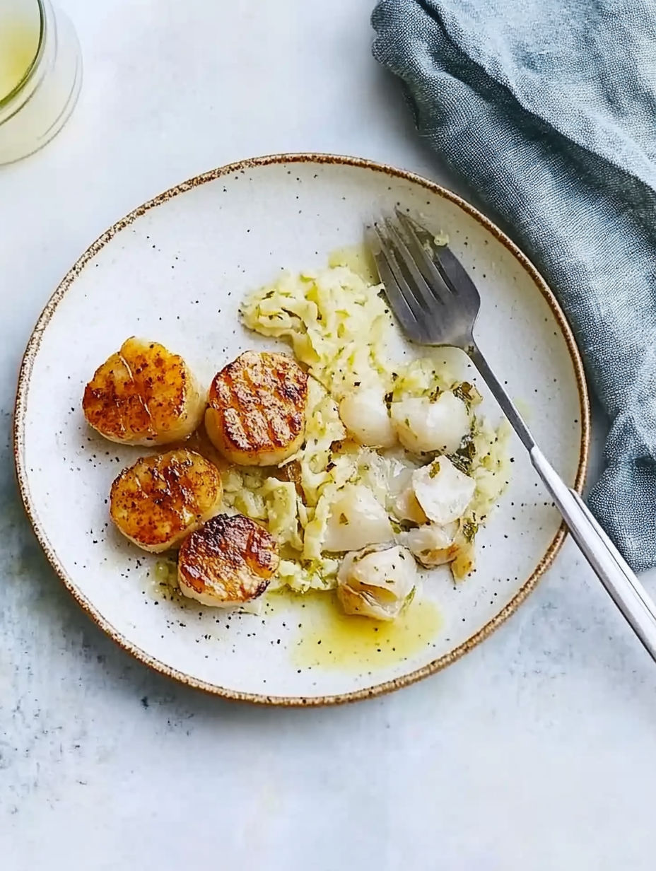 A plate of food with a fork on it.