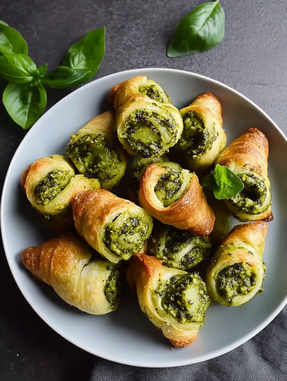 A plate of food with a green leaf on top.