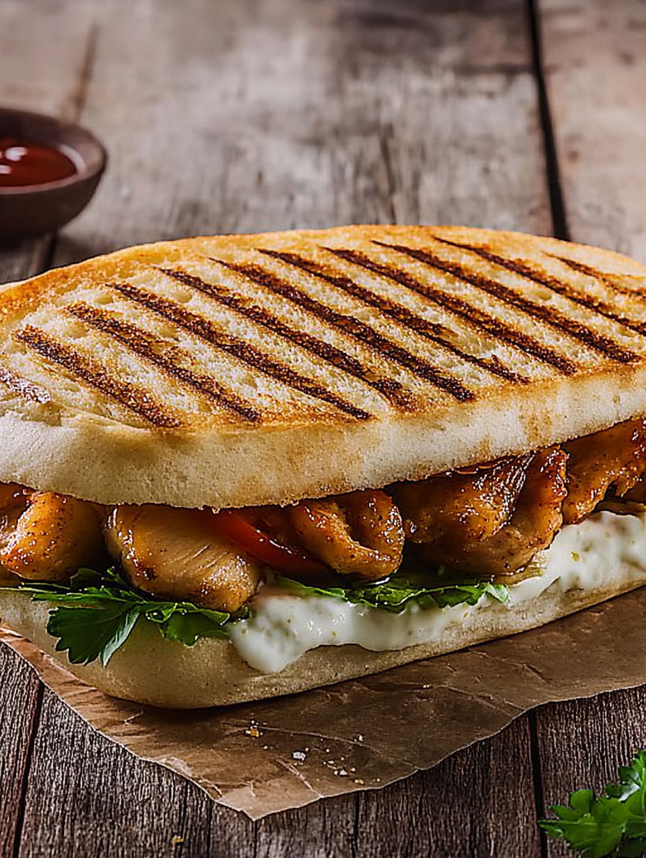 A sandwich with chicken and lettuce.