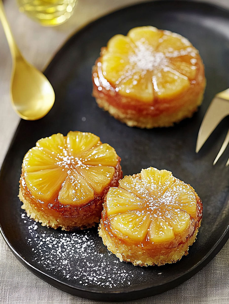 Two slices of pineapple cake on a plate.