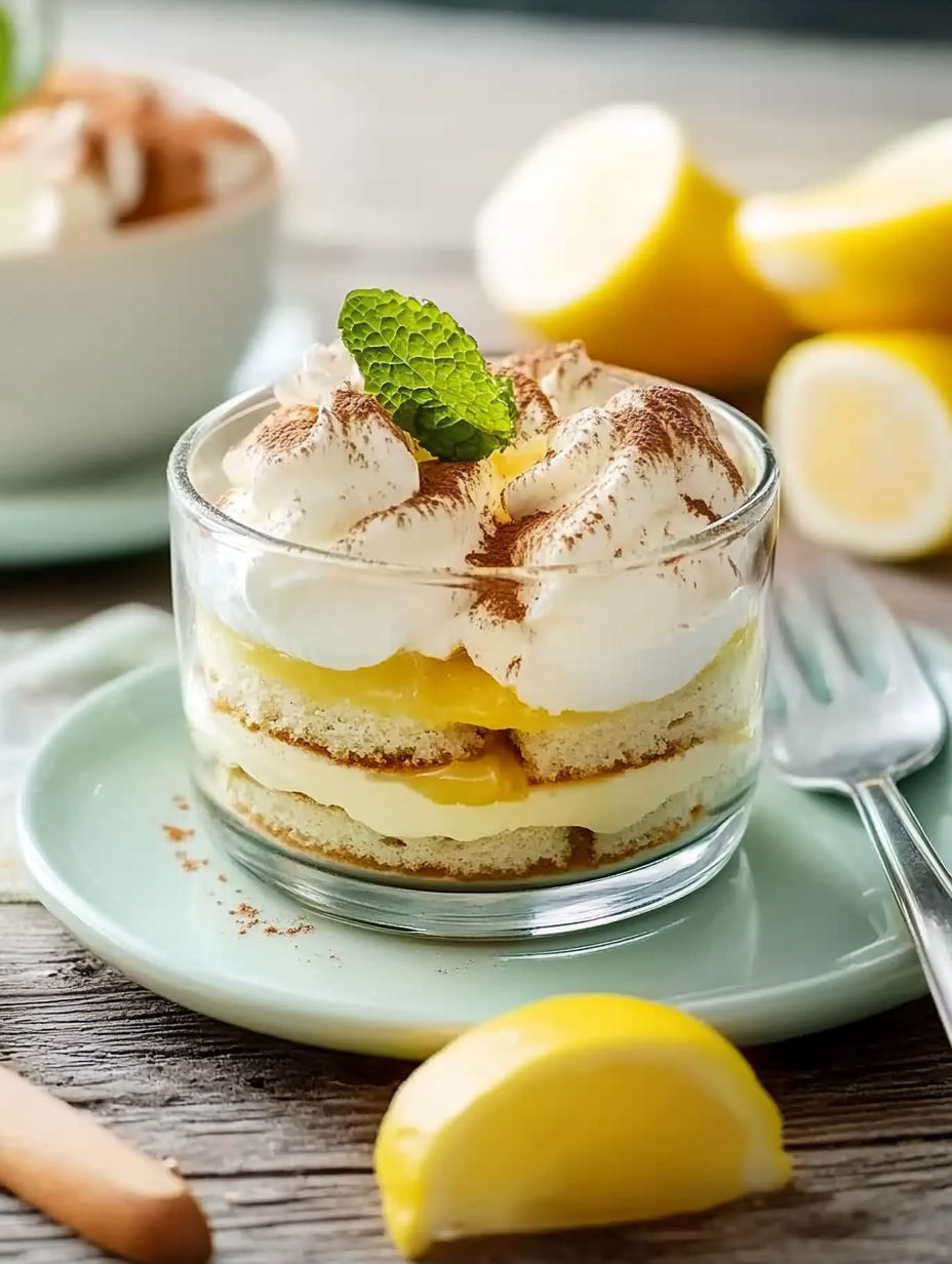 A dessert with a lemon wedge on top.