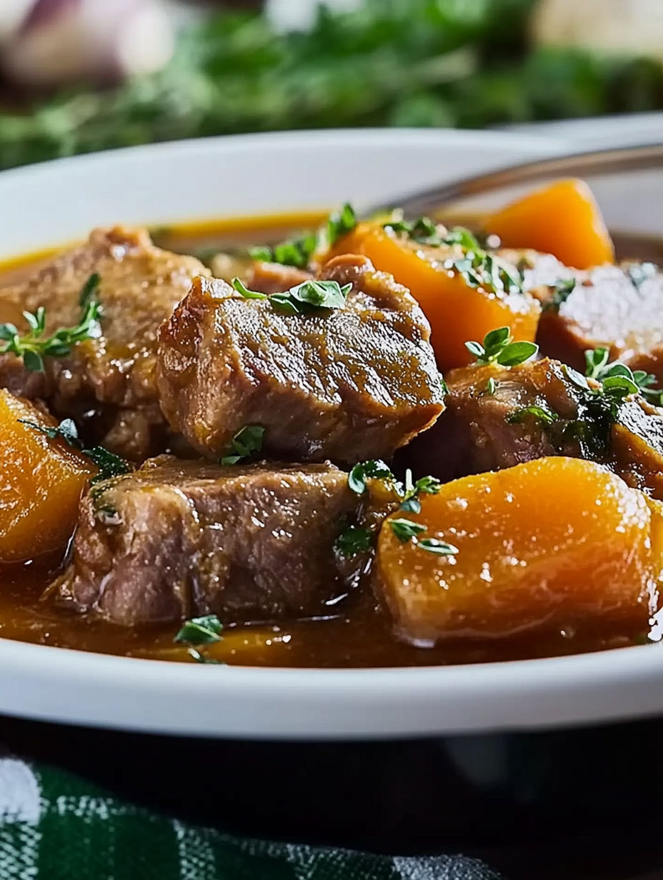 A bowl of meat and vegetables.
