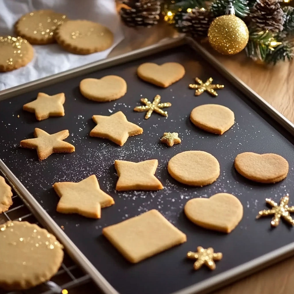 A tray of cookies with stars on them.