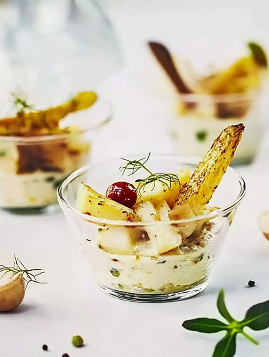 A bowl of food with a carrot stick and a cherry on top.