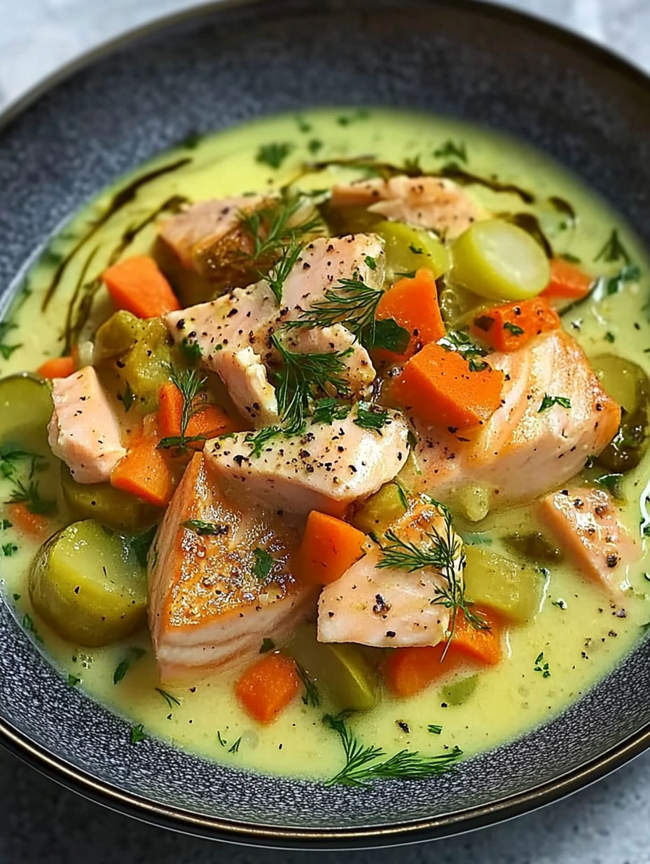 A bowl of food with chicken and vegetables.