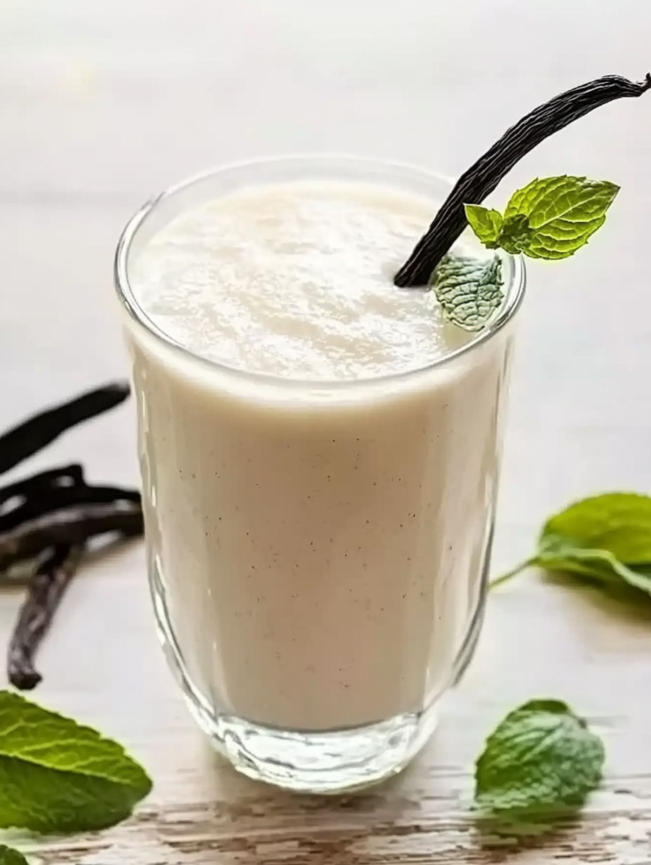A glass of milk with a straw in it.