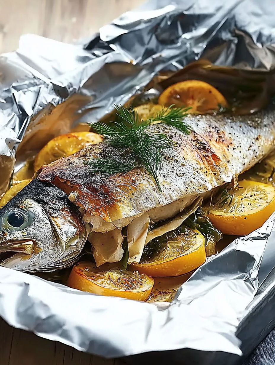 A fish with a lemon on top.