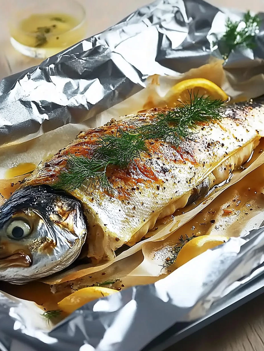 A fish with a lemon on top.