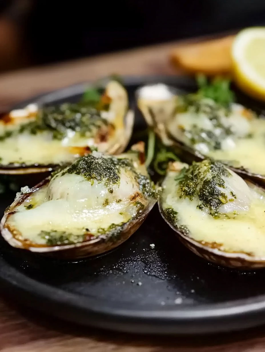 A plate of food with a lemon wedge on the side.