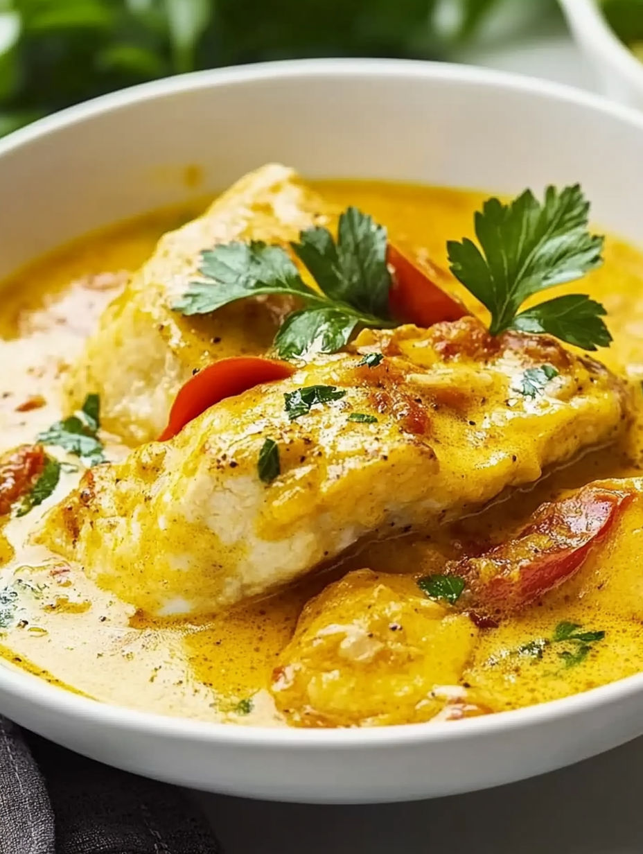 A bowl of food with a green herb on top.