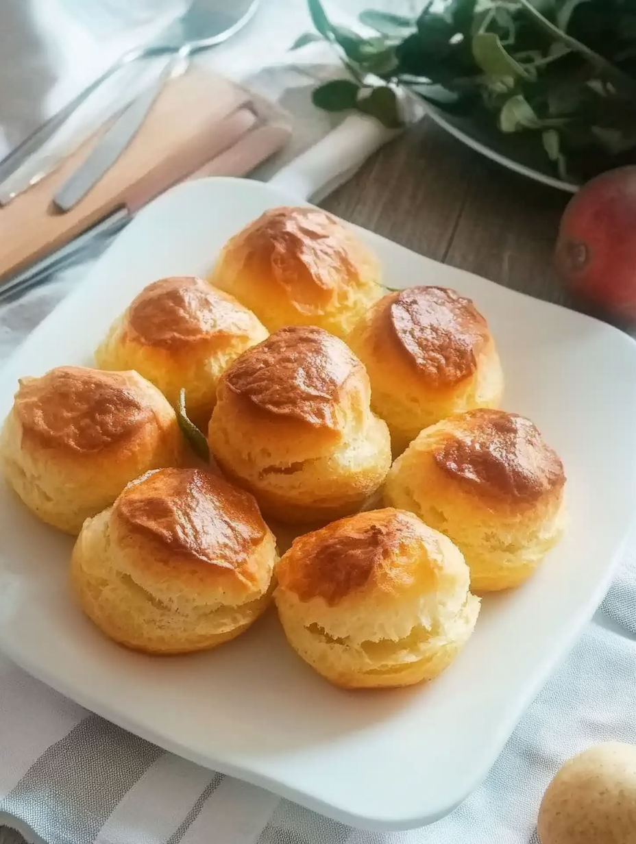 A plate of bread rolls.