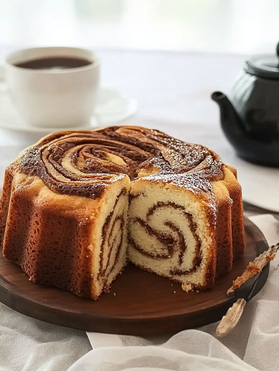 A cake with a swirl of frosting on top.