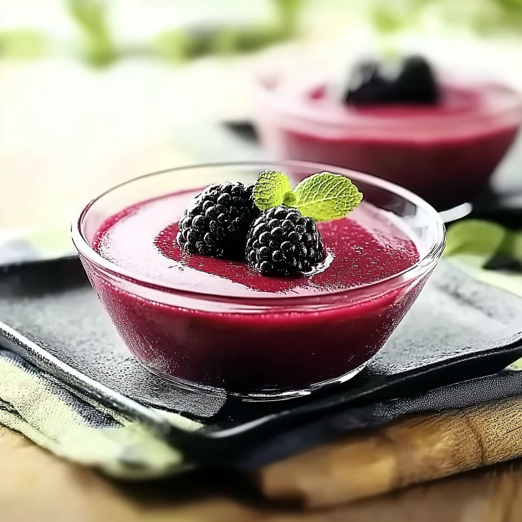 A bowl of mousse with berries on top.