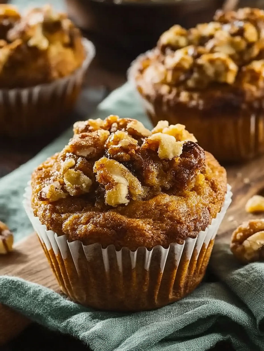 A cupcake with nuts on top.