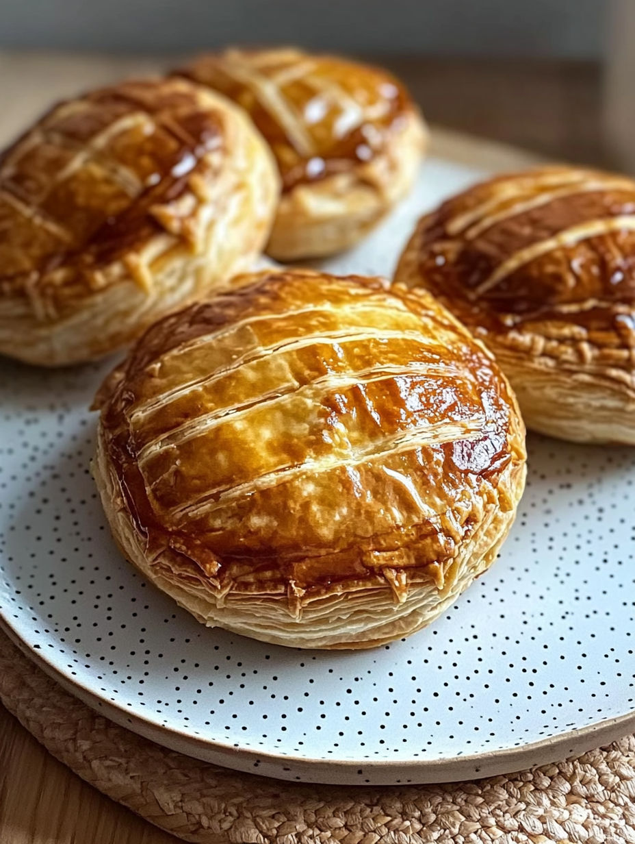 A plate with three pastries on it.
