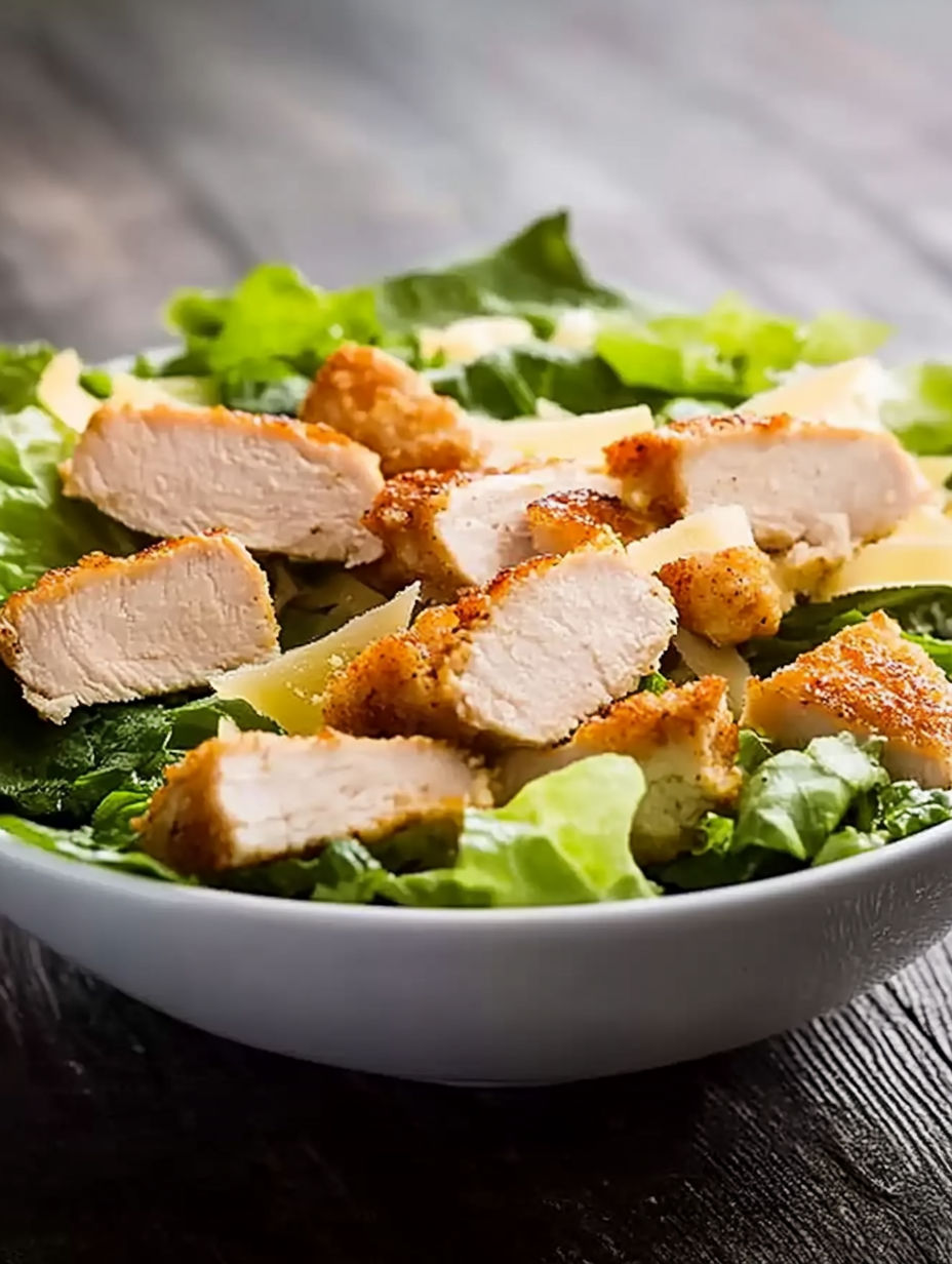 A bowl of chicken salad with lettuce.