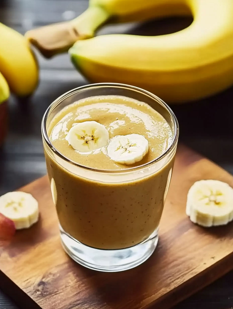 A glass of banana and yogurt.