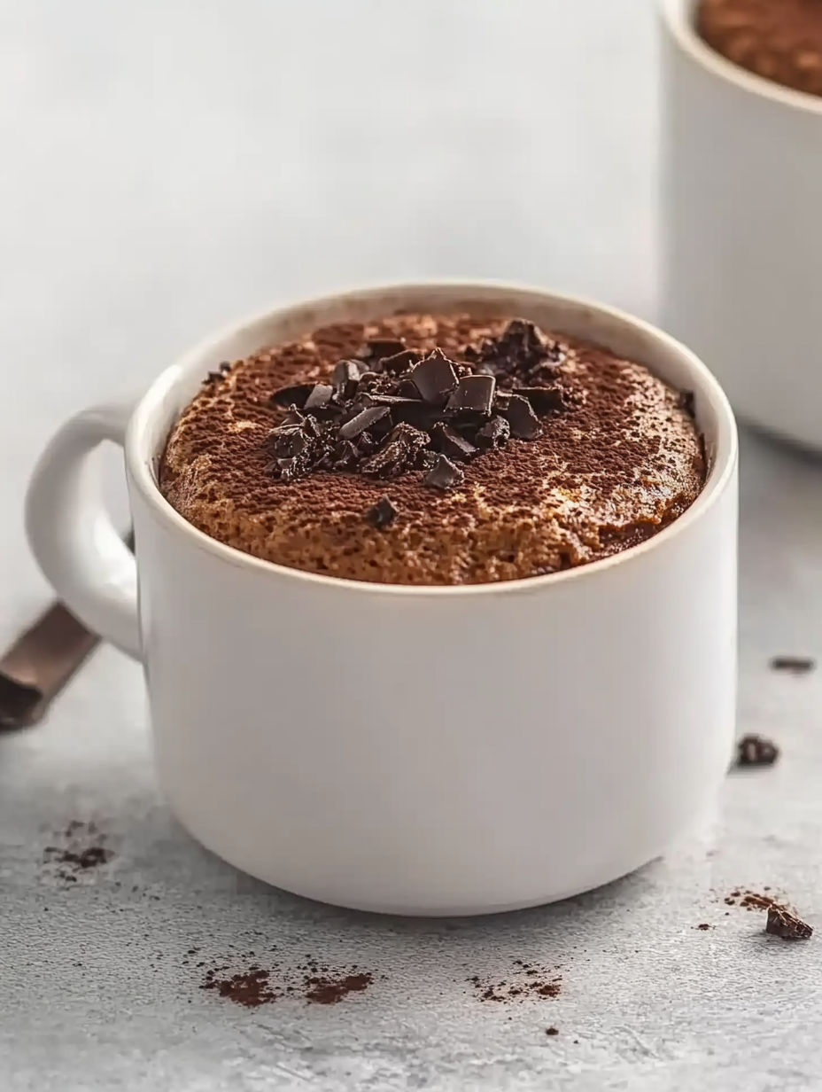 A cup of chocolate with chocolate chips.
