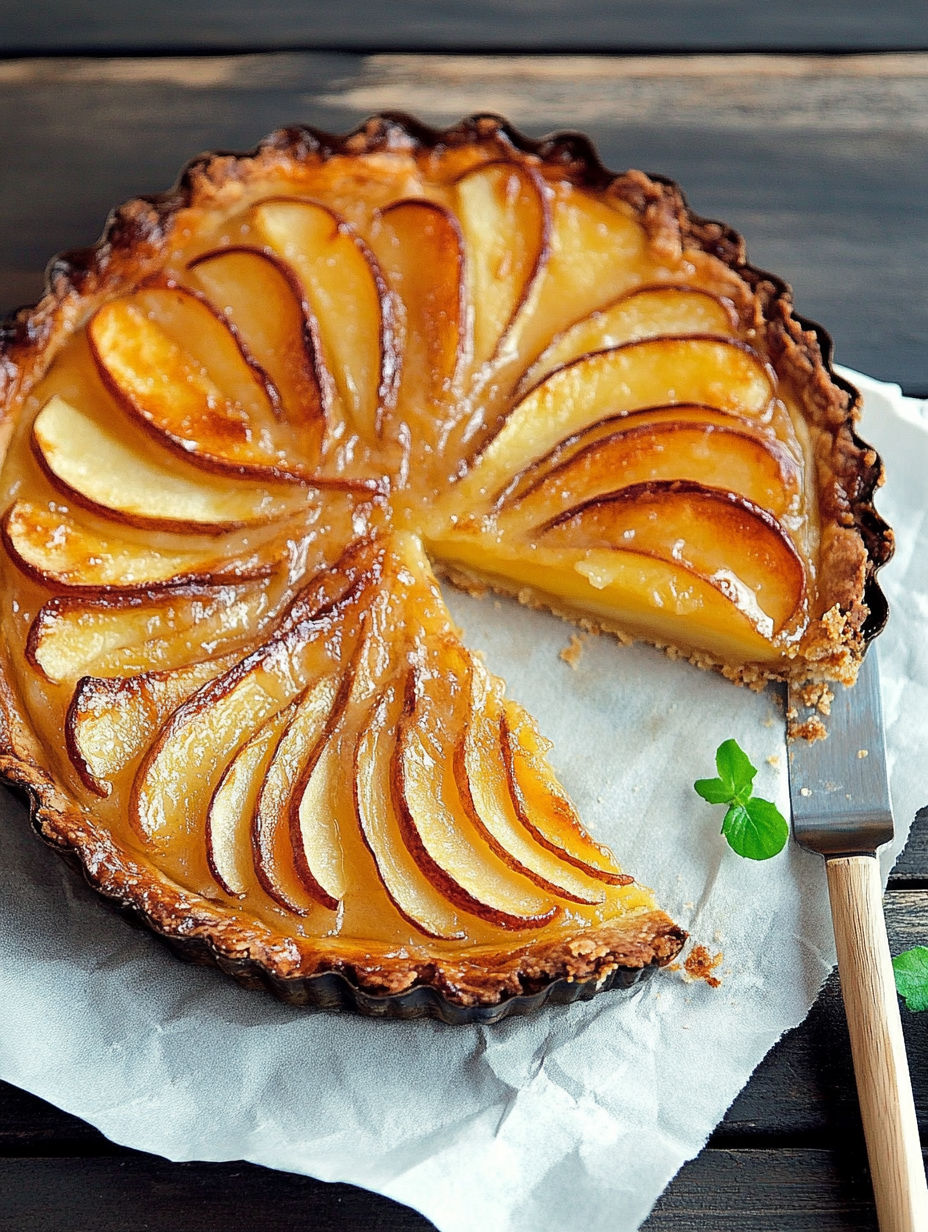 A slice of apple pie on a plate.
