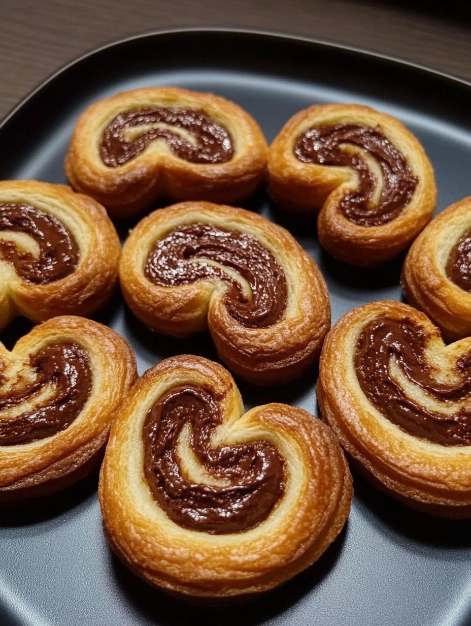 A plate of pastries with chocolate drizzled on top.