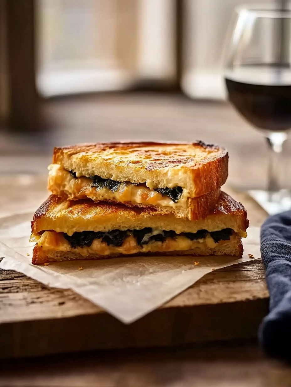 A sandwich with black stuff on it.