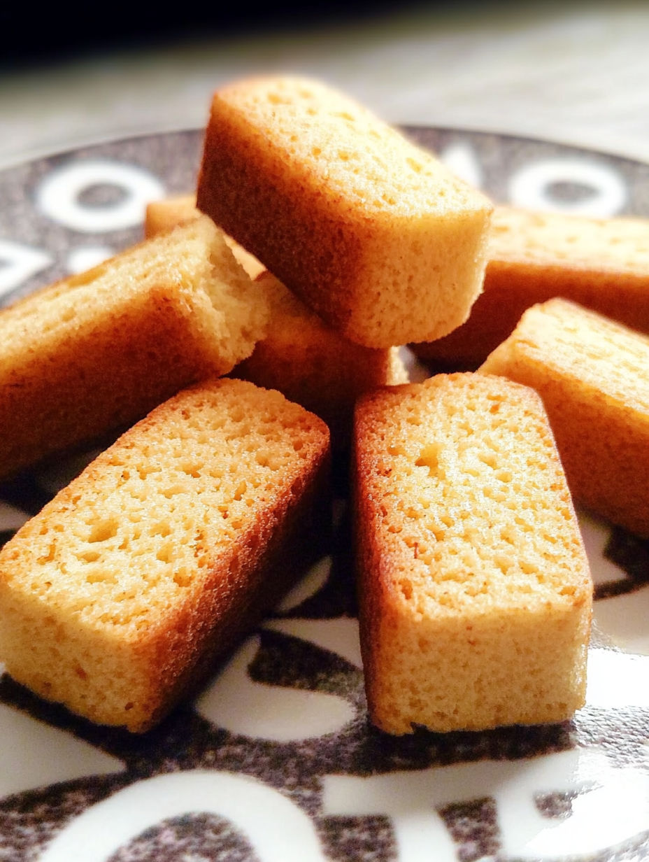 A stack of square cake slices.