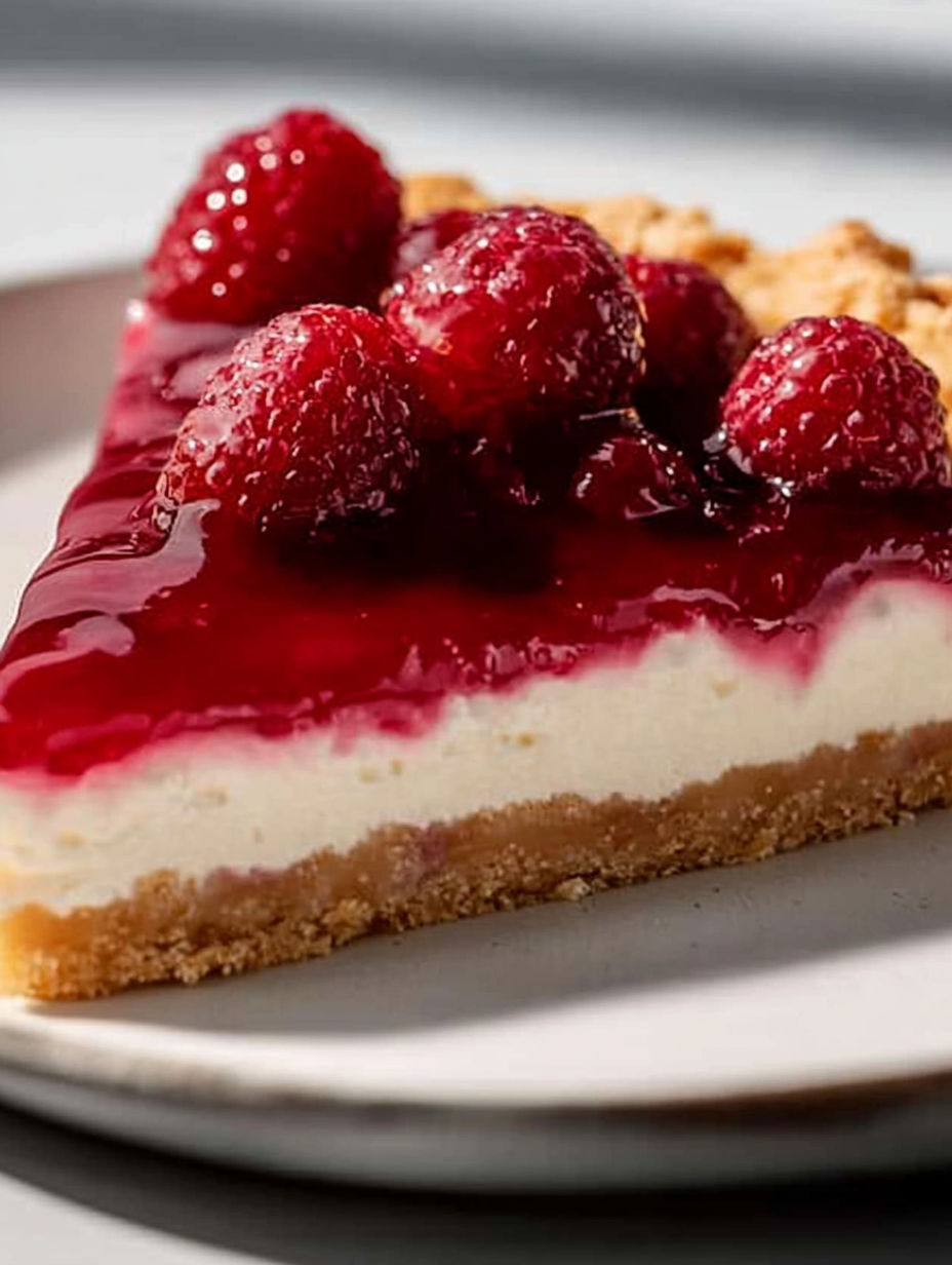 A slice of cheesecake with strawberries on top.