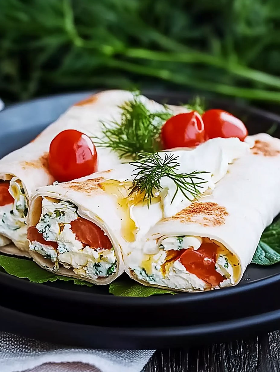 A plate of food with a burrito and tomatoes.