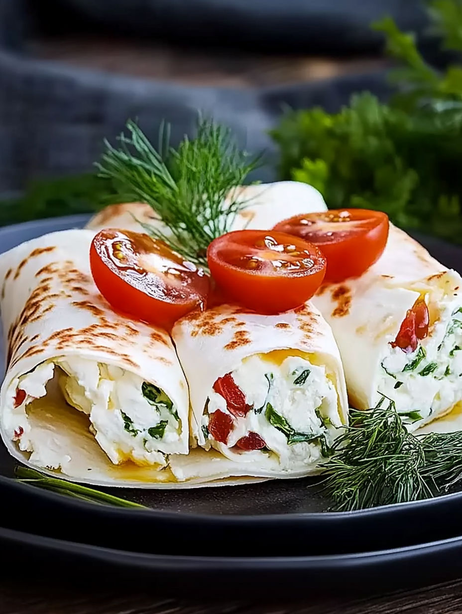 A plate of food with a wrap and tomatoes.