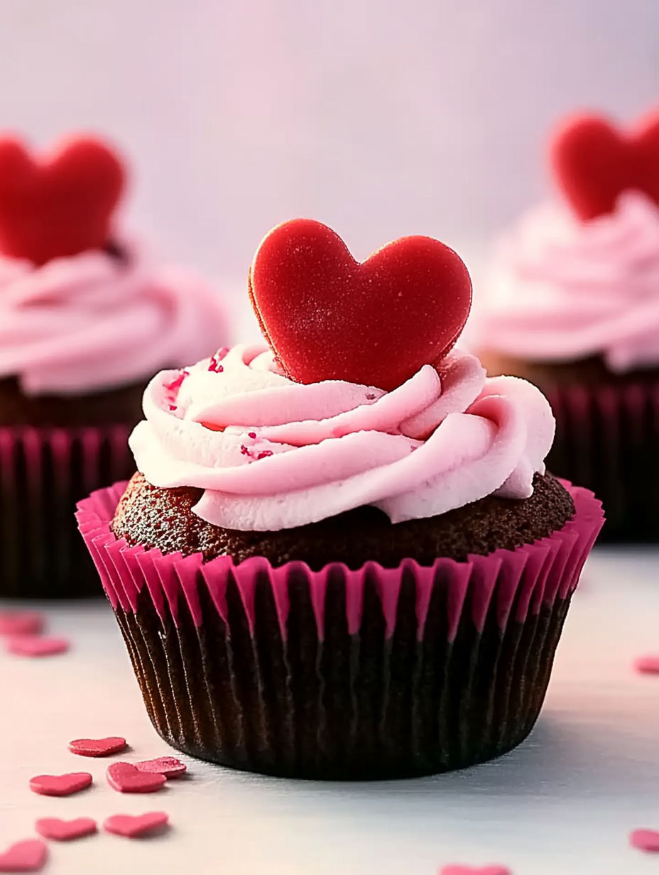 A cupcake with a heart on top.