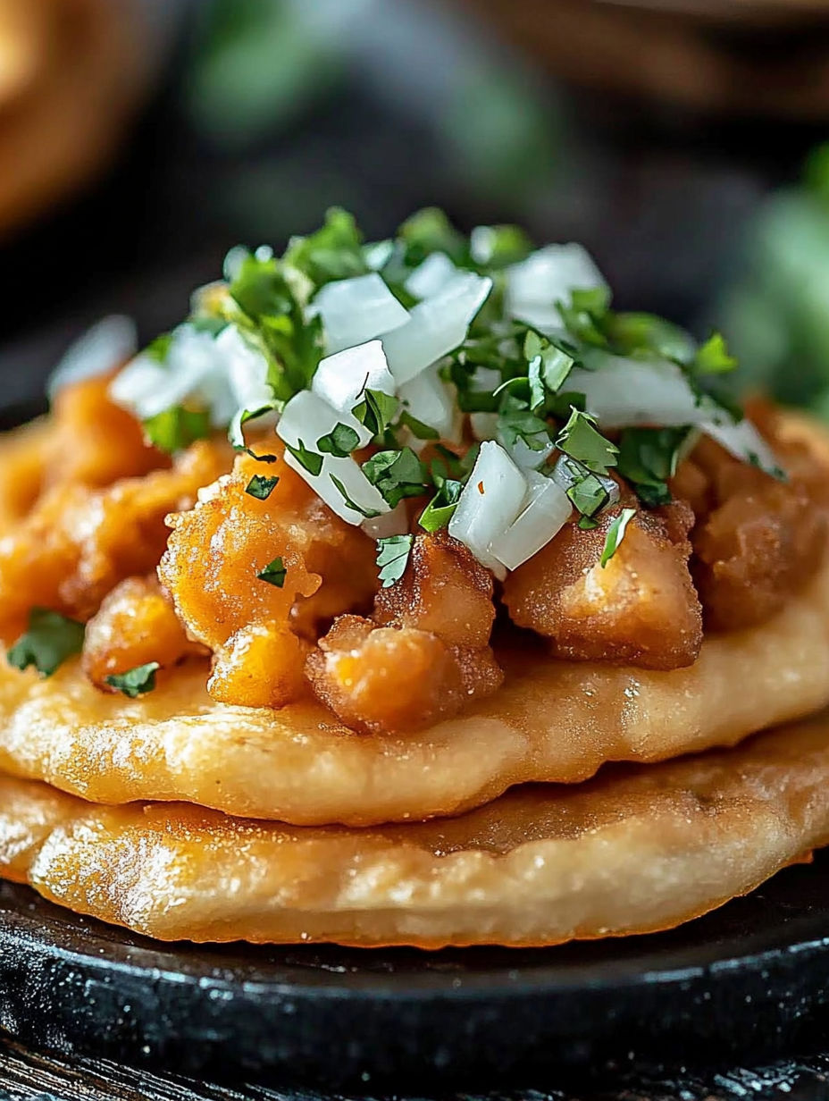 A plate of food with a green topping.